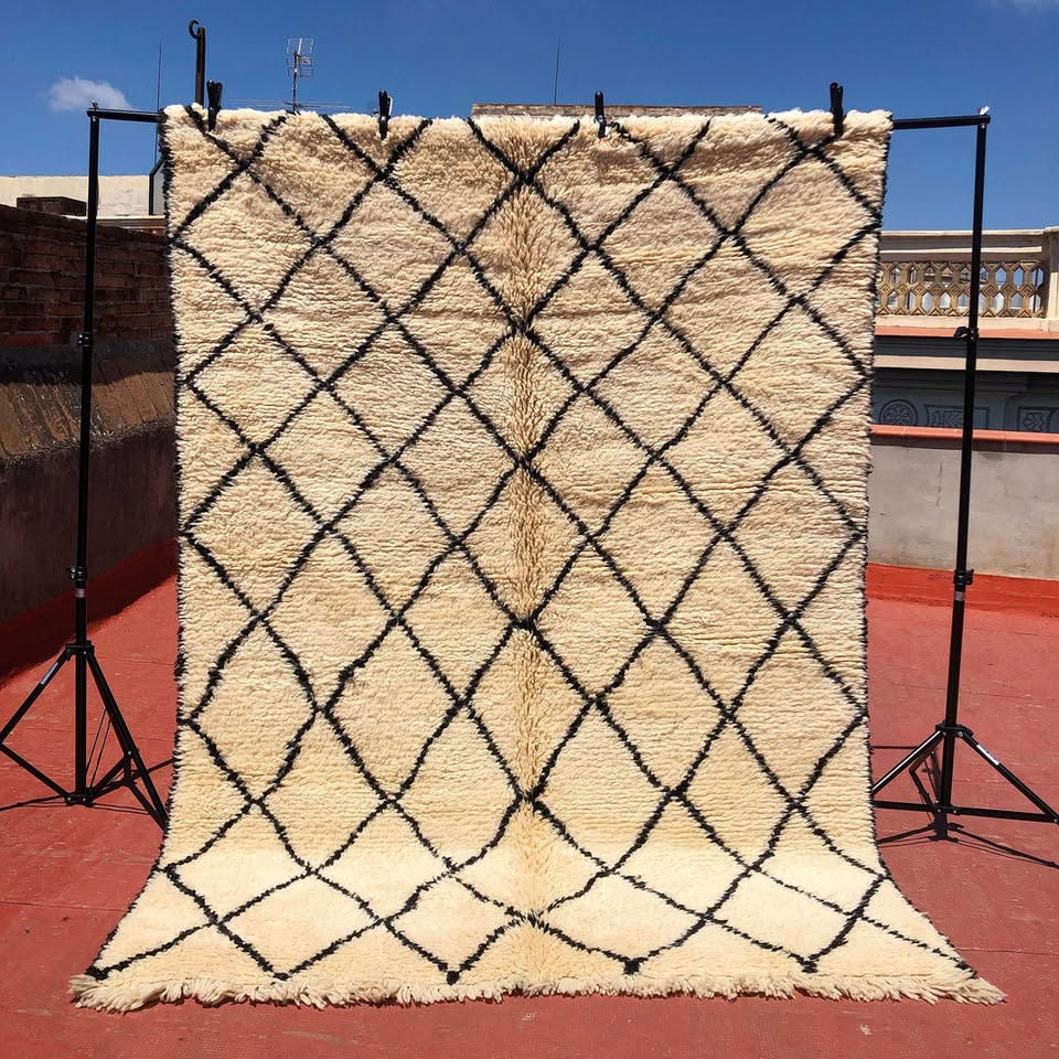 Alfombra crema pelo largo Beni Ourain