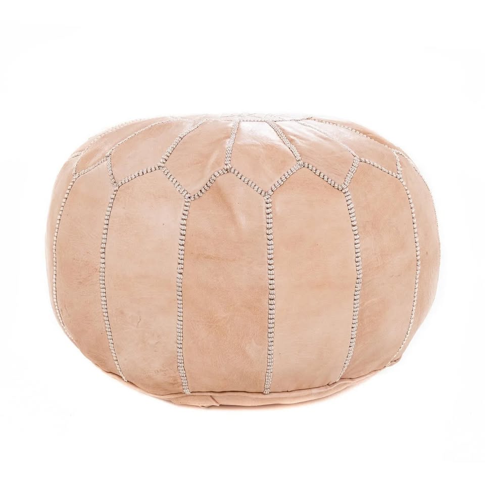 Puff de cuero beige