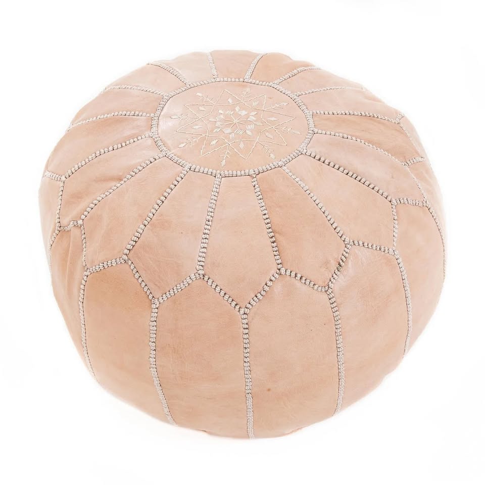 Puff de cuero beige