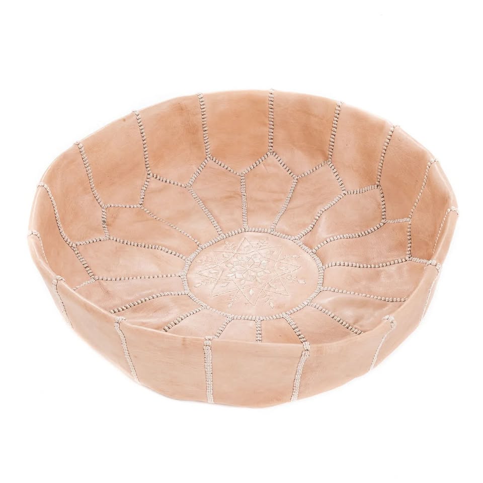 Puff de cuero beige