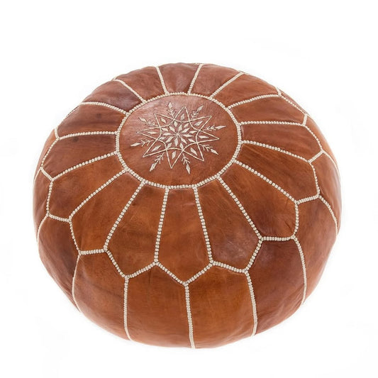 Puff de cuero marrón